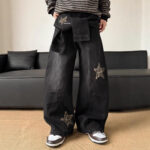Leopard-print Patchwork With Star Details Distressed Aesthetic - Image 4