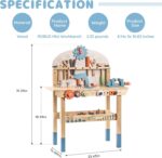 ROBOTIME Workbench Play Set Toddlers Kids Pretend Tool Bench Toy Workshop Toys - Image 9