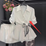 Short-sleeve Top Petite Shirt Fitted-waist Blouse - Image 9