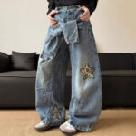 Leopard-print Patchwork With Star Details Distressed Aesthetic - Image 2