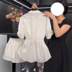 Short-sleeve Top Petite Shirt Fitted-waist Blouse - Image 5