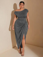 Waist-cinched Knot-front Slit Short-sleeve Dress - Image 6