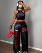 Printed Tank Top  Casual Wide-leg Pants Set - Image 8