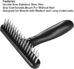 Pet Grooming Rake Double Row Pins Shedding And Dematting Undercoat Rake Comb For Dogs And Cats Safe Grooming Deshedding Brush Comb Out Mats Tangles Easily - Image 2