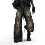 Lucky Pattern Embroidered Patchwork Jeans