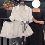 Short-sleeve Top Petite Shirt Fitted-waist Blouse - Image 4