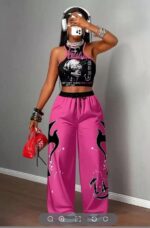 Printed Tank Top  Casual Wide-leg Pants Set - Image 3