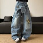 Leopard-print Patchwork With Star Details Distressed Aesthetic - Image 6