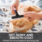 Pet Grooming Rake Double Row Pins Shedding And Dematting Undercoat Rake Comb For Dogs And Cats Safe Grooming Deshedding Brush Comb Out Mats Tangles Easily - Image 3