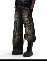 Lucky Pattern Embroidered Patchwork Jeans - Image 5