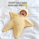 Crocheted Star-shaped Bodysuit Starfish Baby Sleeping Bag Newborn Baby Boy Girl Kids Cartoon Hooded Romper Jumpsuit Bodysuit Clothes Outfits Long Sleeve Playsuit Toddler One Piece Outfit