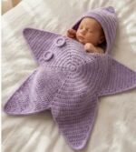 Crocheted Star-shaped Bodysuit Starfish Baby Sleeping Bag Newborn Baby Boy Girl Kids Cartoon Hooded Romper Jumpsuit Bodysuit Clothes Outfits Long Sleeve Playsuit Toddler One Piece Outfit - Image 2