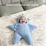 Crocheted Star-shaped Bodysuit Starfish Baby Sleeping Bag Newborn Baby Boy Girl Kids Cartoon Hooded Romper Jumpsuit Bodysuit Clothes Outfits Long Sleeve Playsuit Toddler One Piece Outfit - Image 5